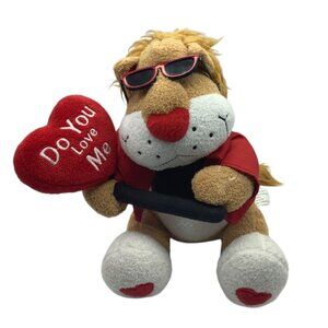 Lion Plush Toy Sings "Do You Love Me" Dances Sunglasses Valentine's Day WORKS